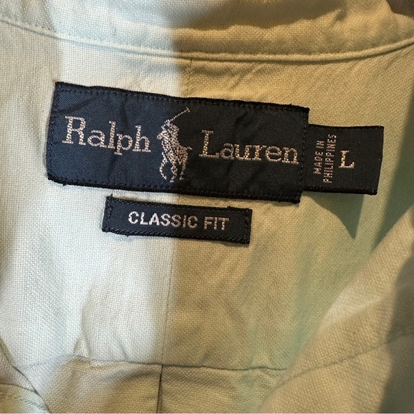 Ralph Lauren Button Down Shirt Mens L Light Blue Casual Shortsleeve Spring - Picture 4 of 8